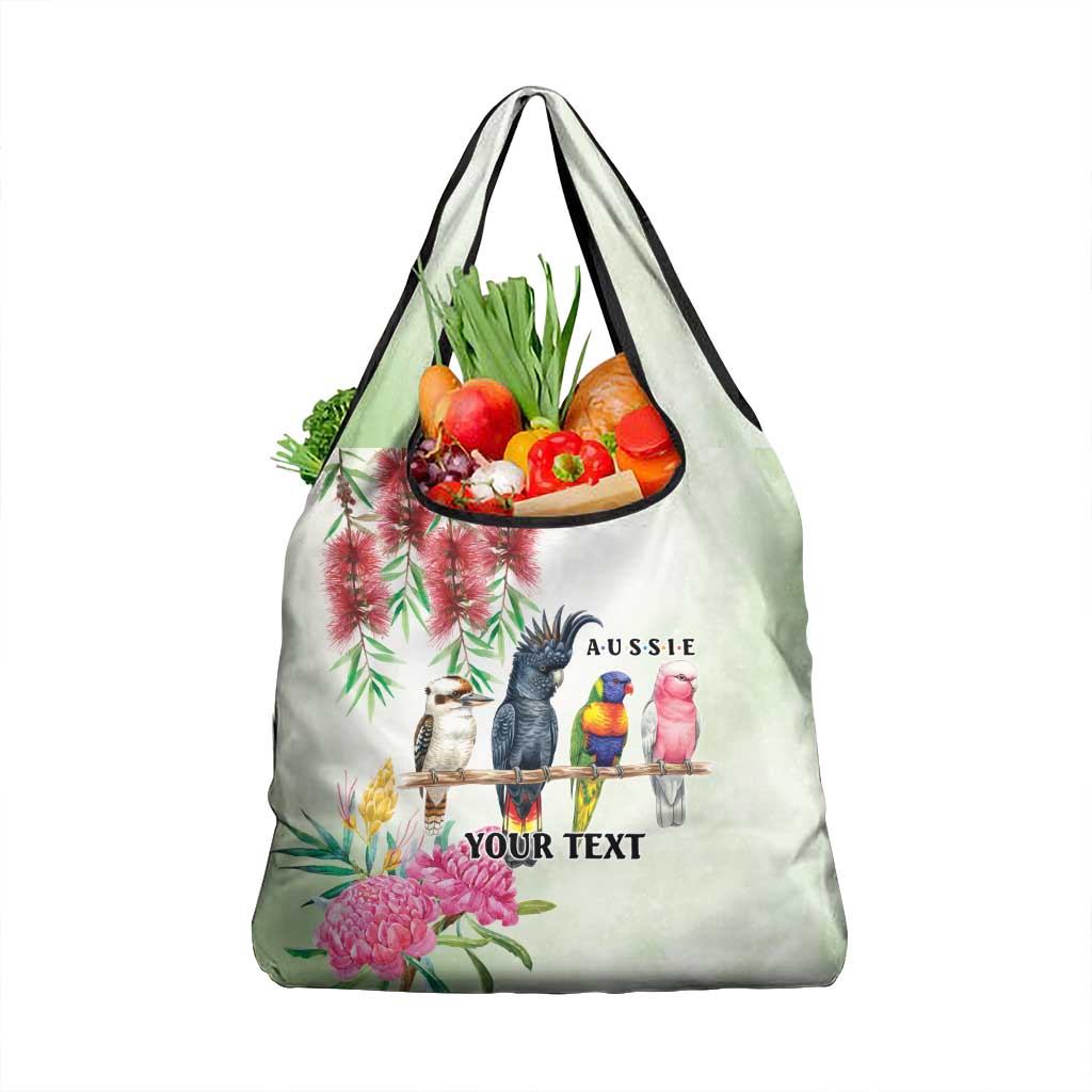 Australian Native Bird Grocery Bag Kookaburra Cockatoo Rainbow Lorikeet Galah Flowers - Aussie Hoodie