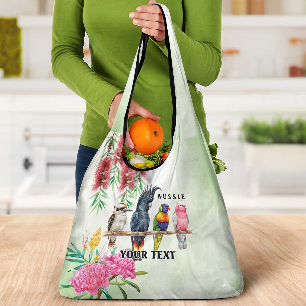 Australian Native Bird Grocery Bag Kookaburra Cockatoo Rainbow Lorikeet Galah Flowers - Aussie Hoodie
