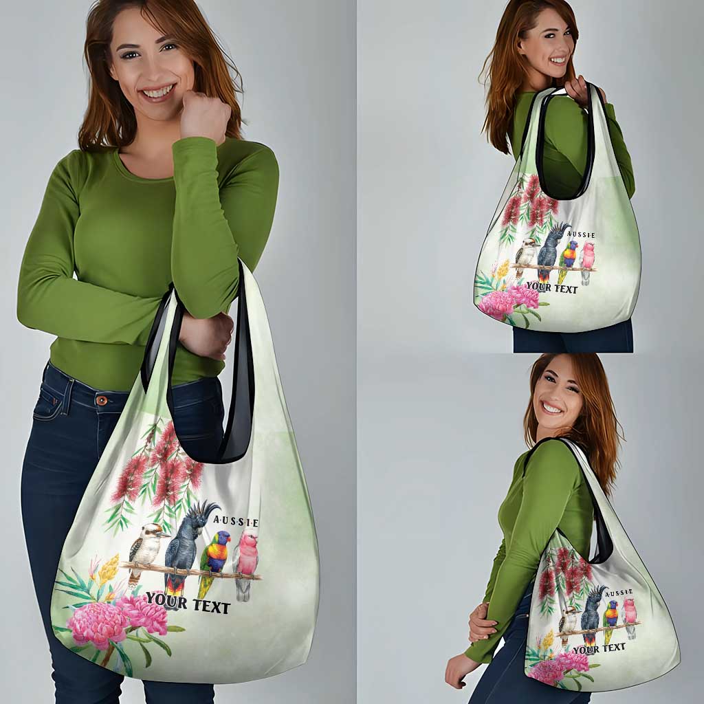 Australian Native Bird Grocery Bag Kookaburra Cockatoo Rainbow Lorikeet Galah Flowers - Aussie Hoodie