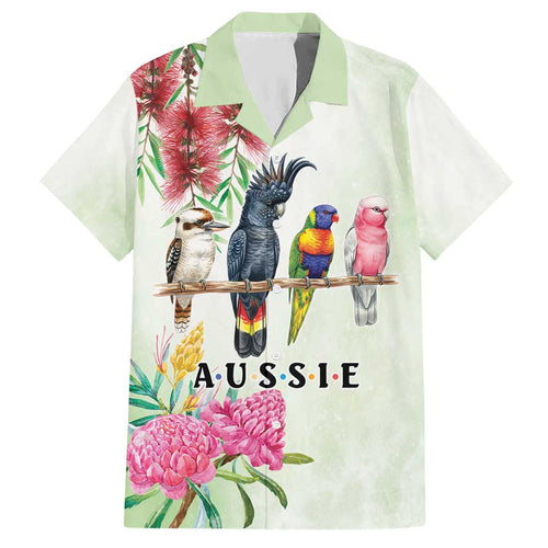 Australian Native Bird Hawaiian Shirt Kookaburra Cockatoo Rainbow Lorikeet Galah Flowers - Aussie Hoodie