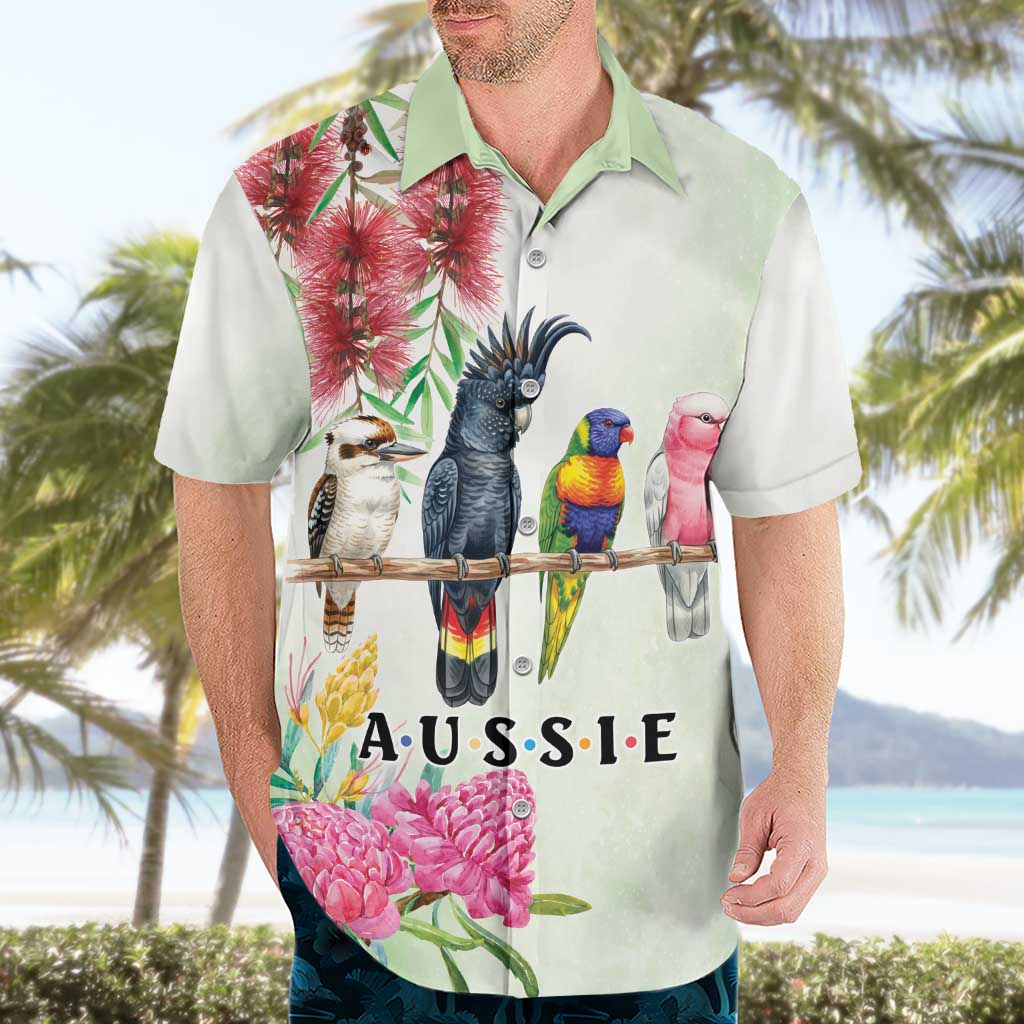 Australian Native Bird Hawaiian Shirt Kookaburra Cockatoo Rainbow Lorikeet Galah Flowers - Aussie Hoodie