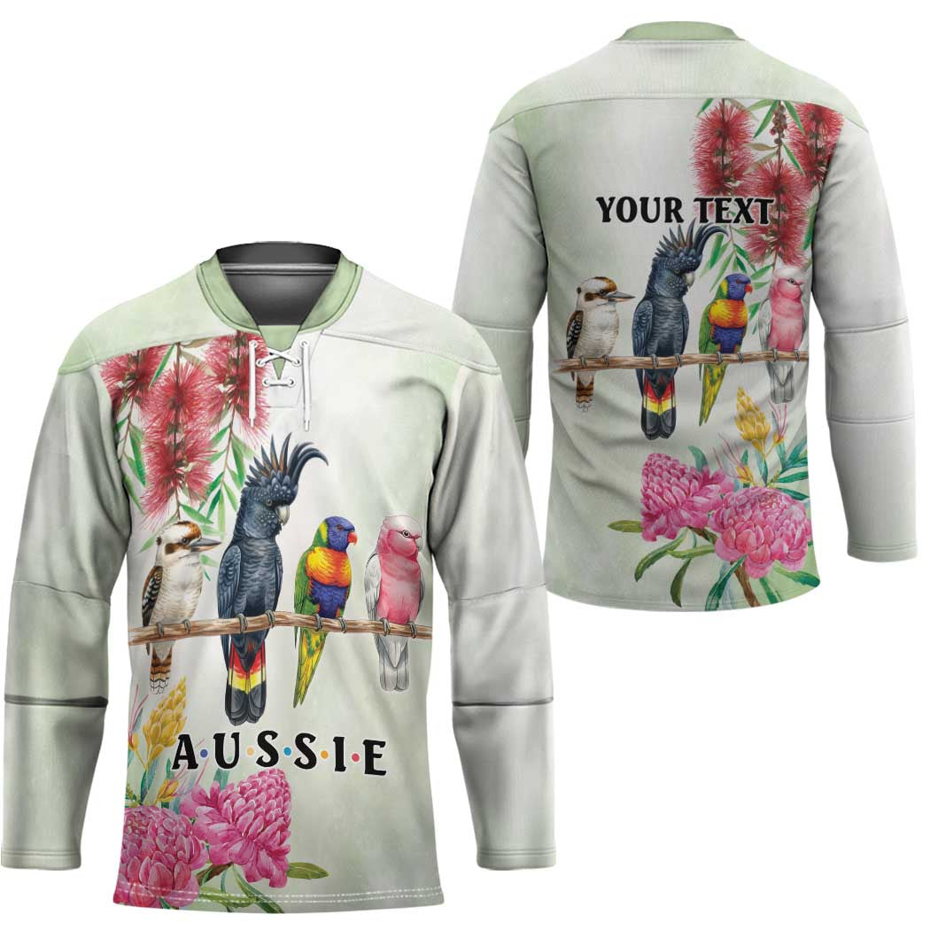 Australian Native Bird Hockey Jersey Kookaburra Cockatoo Rainbow Lorikeet Galah Flowers - Aussie Hoodie