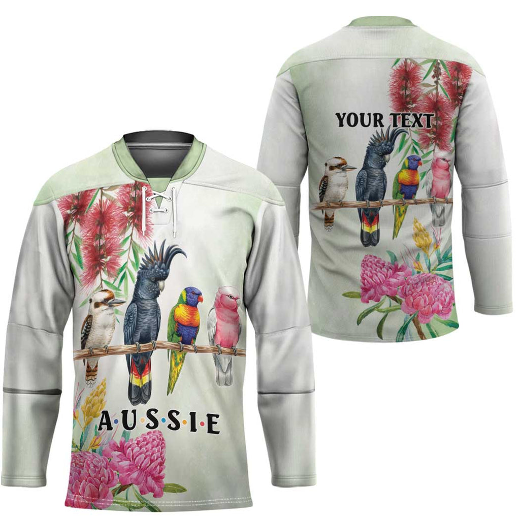 Australian Native Bird Hockey Jersey Kookaburra Cockatoo Rainbow Lorikeet Galah Flowers - Aussie Hoodie