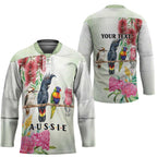 Australian Native Bird Hockey Jersey Kookaburra Cockatoo Rainbow Lorikeet Galah Flowers - Aussie Hoodie