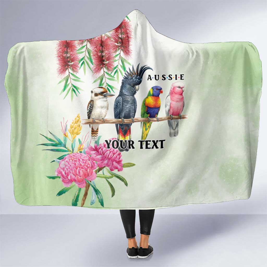 Australian Native Bird Hooded Blanket Kookaburra Cockatoo Rainbow Lorikeet Galah Flowers - Aussie Hoodie