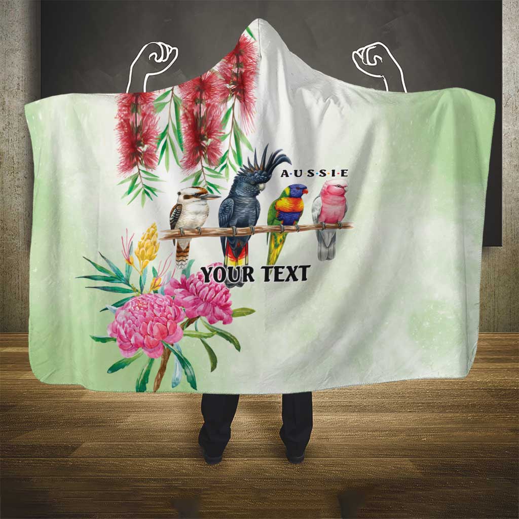 Australian Native Bird Hooded Blanket Kookaburra Cockatoo Rainbow Lorikeet Galah Flowers - Aussie Hoodie