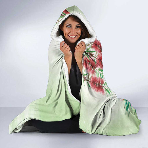 Australian Native Bird Hooded Blanket Kookaburra Cockatoo Rainbow Lorikeet Galah Flowers - Aussie Hoodie