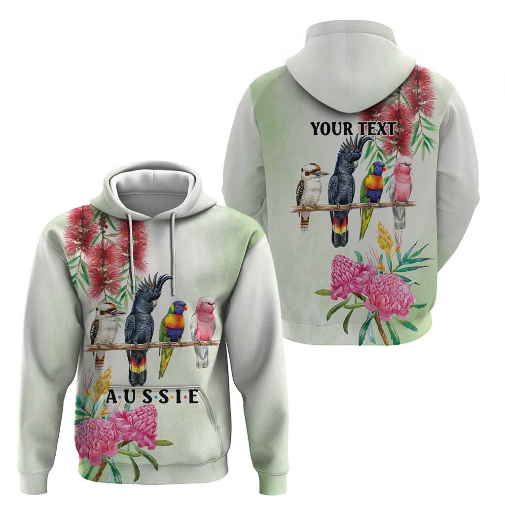 Australian Native Bird Hoodie Kookaburra Cockatoo Rainbow Lorikeet Galah Flowers - Aussie Hoodie