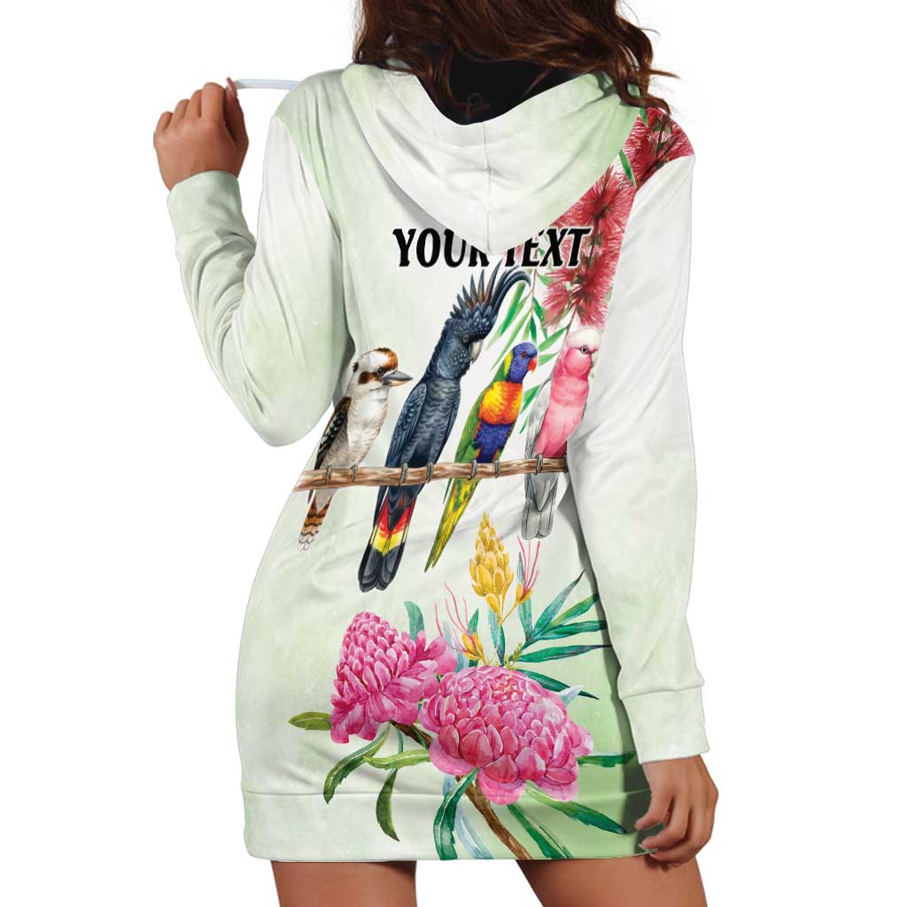 Australian Native Bird Hoodie Dress Kookaburra Cockatoo Rainbow Lorikeet Galah Flowers - Aussie Hoodie