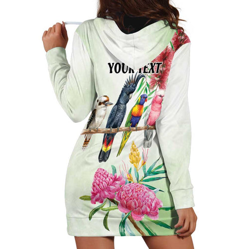 Australian Native Bird Hoodie Dress Kookaburra Cockatoo Rainbow Lorikeet Galah Flowers - Aussie Hoodie