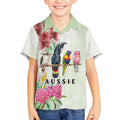 Australian Native Bird Kid Hawaiian Shirt Kookaburra Cockatoo Rainbow Lorikeet Galah Flowers - Aussie Hoodie