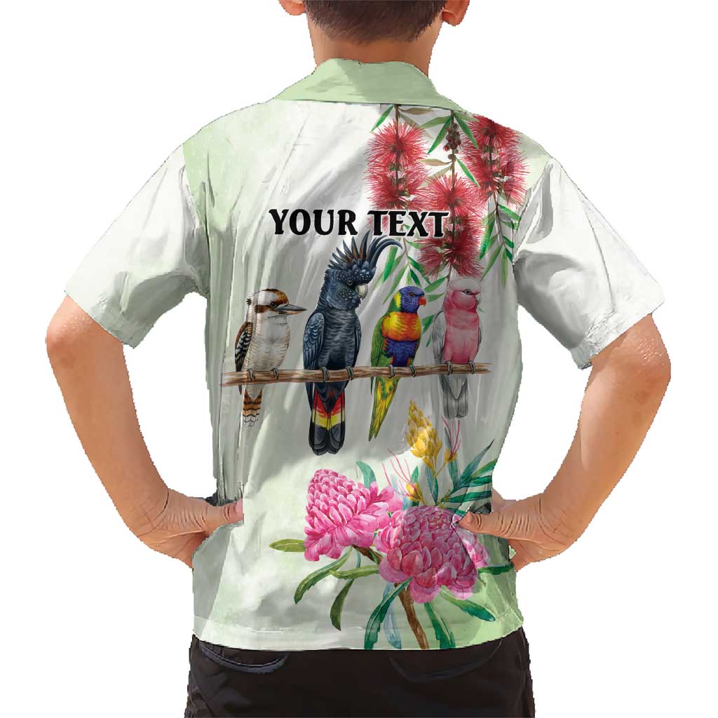 Australian Native Bird Kid Hawaiian Shirt Kookaburra Cockatoo Rainbow Lorikeet Galah Flowers - Aussie Hoodie