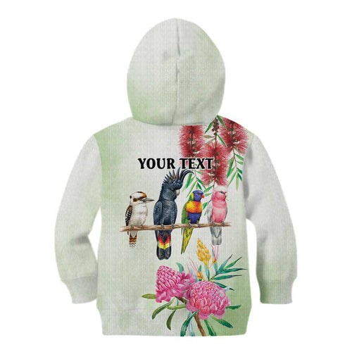 Australian Native Bird Kid Hoodie Kookaburra Cockatoo Rainbow Lorikeet Galah Flowers - Aussie Hoodie