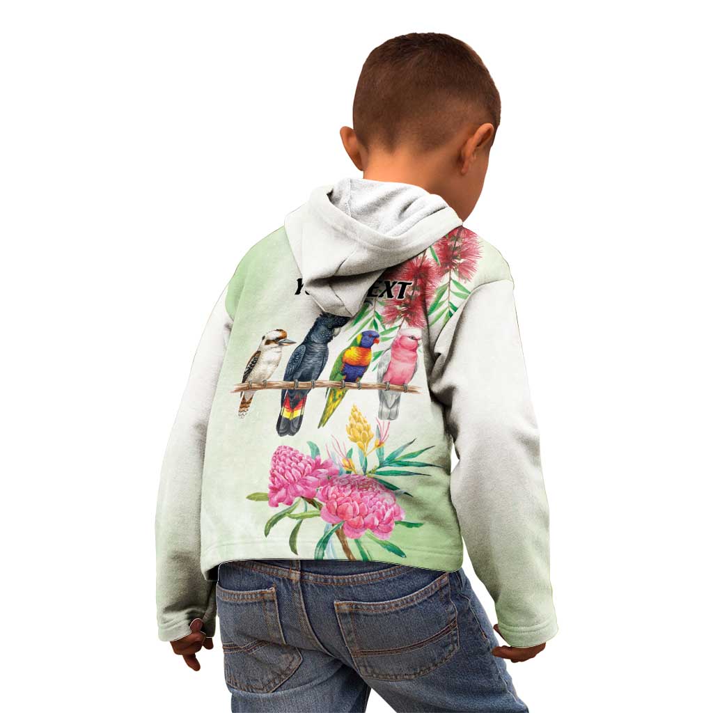 Australian Native Bird Kid Hoodie Kookaburra Cockatoo Rainbow Lorikeet Galah Flowers - Aussie Hoodie