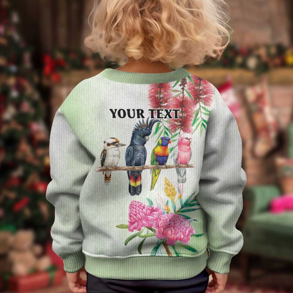 Australian Native Bird Kid Ugly Christmas Sweater Kookaburra Cockatoo Rainbow Lorikeet Galah Flowers - Aussie Hoodie