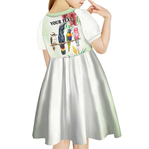 Australian Native Bird Kid Short Sleeve Dress Kookaburra Cockatoo Rainbow Lorikeet Galah Flowers - Aussie Hoodie