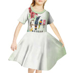Australian Native Bird Kid Short Sleeve Dress Kookaburra Cockatoo Rainbow Lorikeet Galah Flowers - Aussie Hoodie
