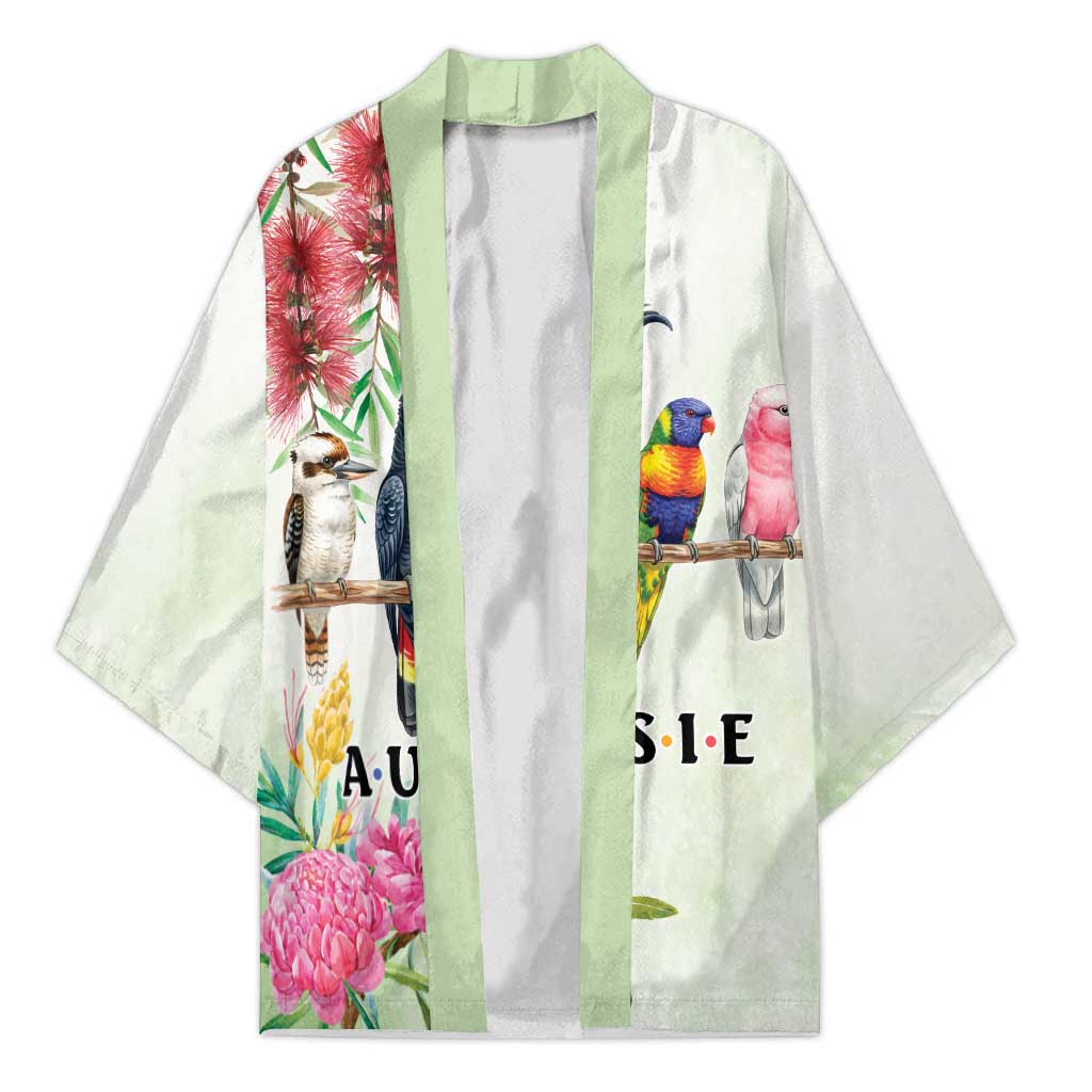Australian Native Bird Kimono Kookaburra Cockatoo Rainbow Lorikeet Galah Flowers - Aussie Hoodie