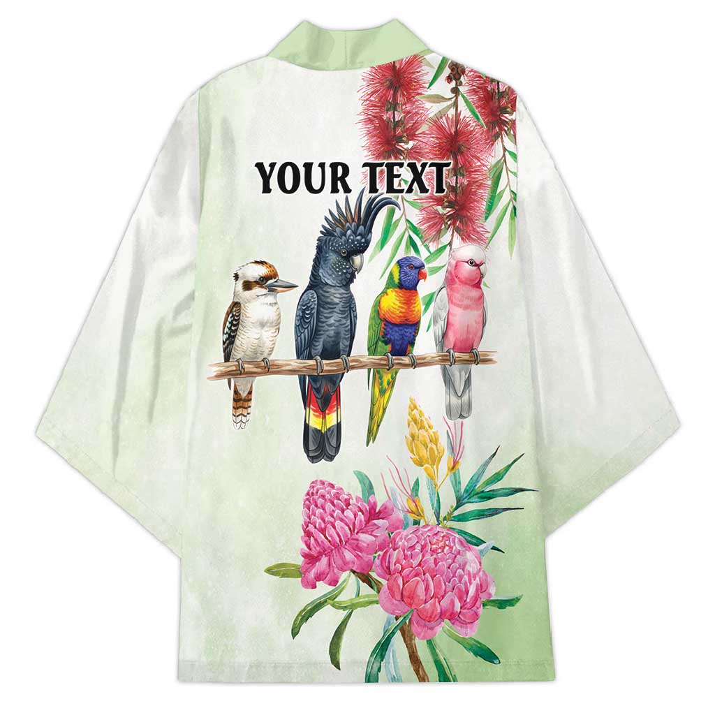 Australian Native Bird Kimono Kookaburra Cockatoo Rainbow Lorikeet Galah Flowers - Aussie Hoodie