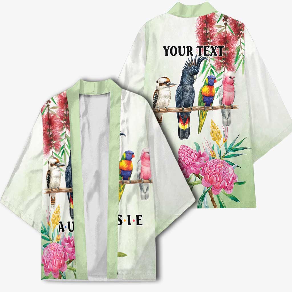 Australian Native Bird Kimono Kookaburra Cockatoo Rainbow Lorikeet Galah Flowers - Aussie Hoodie
