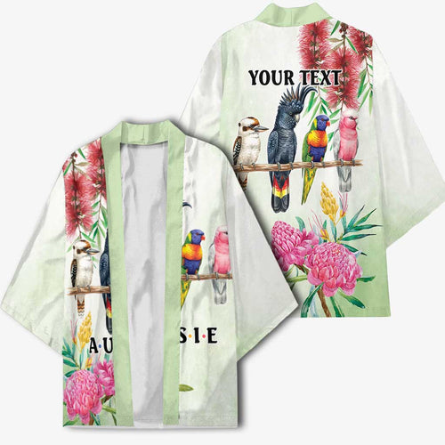 Australian Native Bird Kimono Kookaburra Cockatoo Rainbow Lorikeet Galah Flowers - Aussie Hoodie