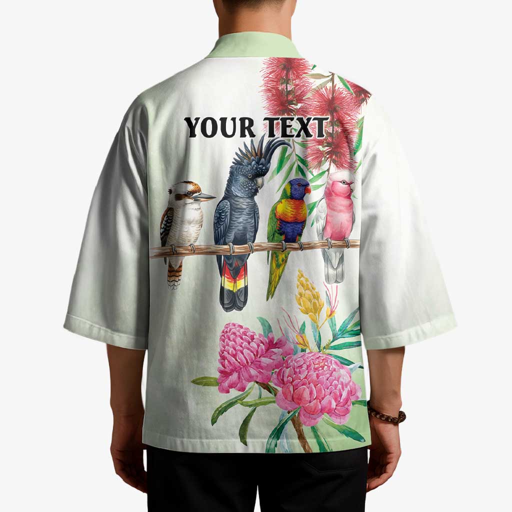 Australian Native Bird Kimono Kookaburra Cockatoo Rainbow Lorikeet Galah Flowers - Aussie Hoodie