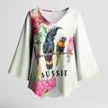 Australian Native Bird Kimono Sleeve Blouse Kookaburra Cockatoo Rainbow Lorikeet Galah Flowers - Aussie Hoodie