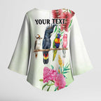 Australian Native Bird Kimono Sleeve Blouse Kookaburra Cockatoo Rainbow Lorikeet Galah Flowers - Aussie Hoodie