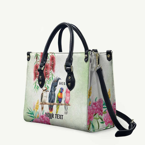 Australian Native Bird Leather Bag Kookaburra Cockatoo Rainbow Lorikeet Galah Flowers - Aussie Hoodie