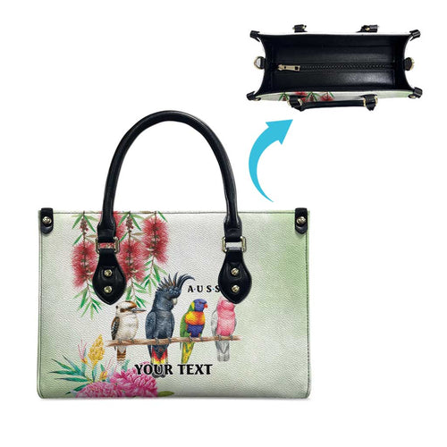 Australian Native Bird Leather Bag Kookaburra Cockatoo Rainbow Lorikeet Galah Flowers - Aussie Hoodie