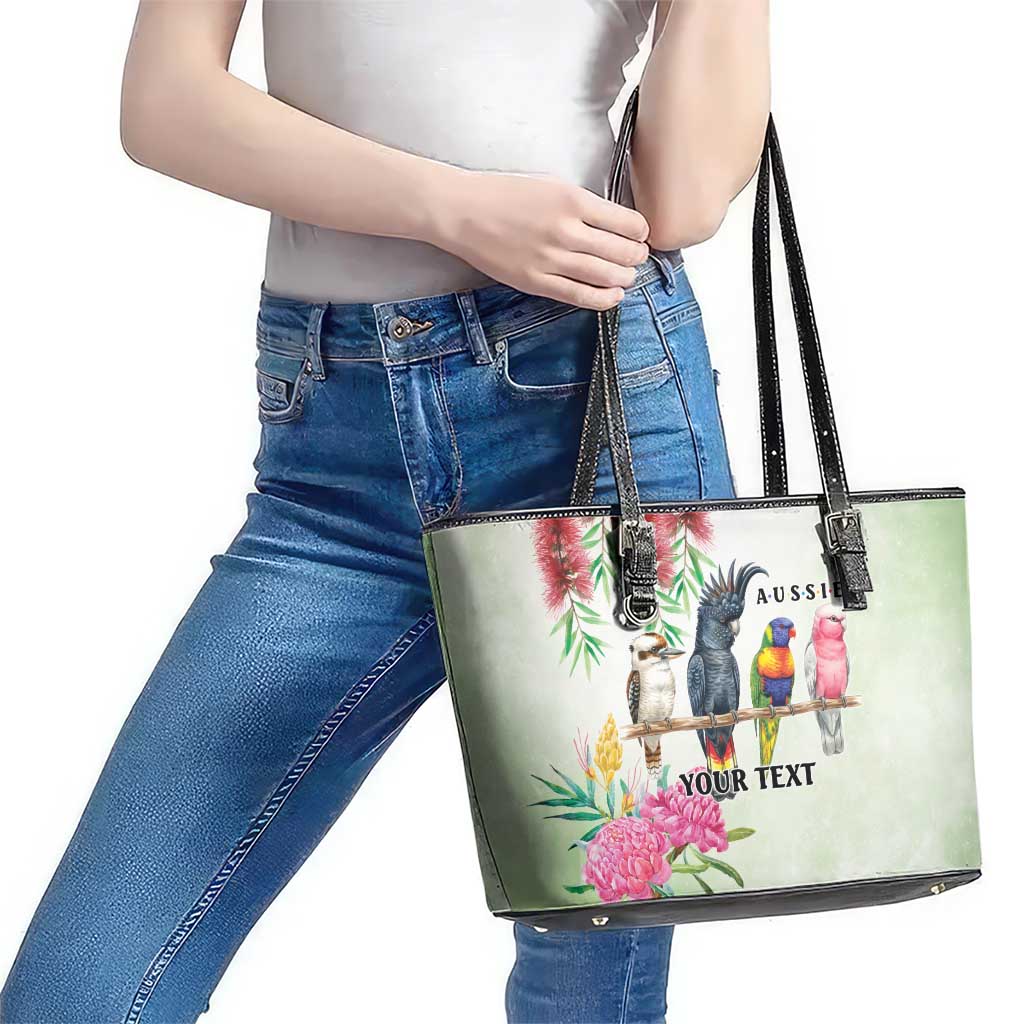 Australian Native Bird Leather Tote Bag Kookaburra Cockatoo Rainbow Lorikeet Galah Flowers - Aussie Hoodie