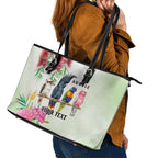 Australian Native Bird Leather Tote Bag Kookaburra Cockatoo Rainbow Lorikeet Galah Flowers - Aussie Hoodie