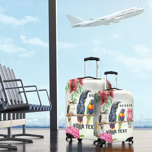 Australian Native Bird Luggage Cover Kookaburra Cockatoo Rainbow Lorikeet Galah Flowers - Aussie Hoodie