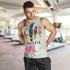 Australian Native Bird Men Tank Top Kookaburra Cockatoo Rainbow Lorikeet Galah Flowers - Aussie Hoodie