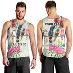 Australian Native Bird Men Tank Top Kookaburra Cockatoo Rainbow Lorikeet Galah Flowers - Aussie Hoodie