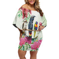 Australian Native Bird Off Shoulder Short Dress Kookaburra Cockatoo Rainbow Lorikeet Galah Flowers - Aussie Hoodie