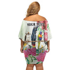 Australian Native Bird Off Shoulder Short Dress Kookaburra Cockatoo Rainbow Lorikeet Galah Flowers - Aussie Hoodie