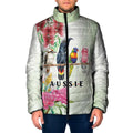 Australian Native Bird Padded Jacket Kookaburra Cockatoo Rainbow Lorikeet Galah Flowers - Aussie Hoodie