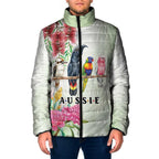 Australian Native Bird Padded Jacket Kookaburra Cockatoo Rainbow Lorikeet Galah Flowers - Aussie Hoodie