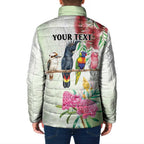 Australian Native Bird Padded Jacket Kookaburra Cockatoo Rainbow Lorikeet Galah Flowers - Aussie Hoodie