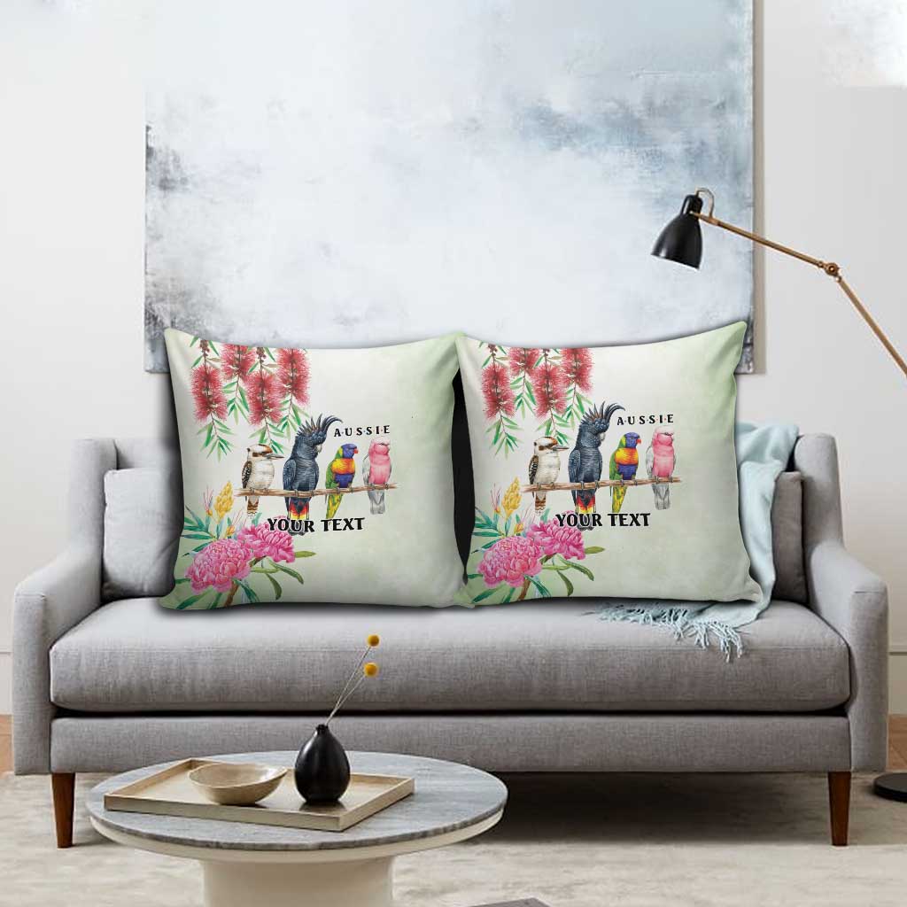 Australian Native Bird Pillow Cover Kookaburra Cockatoo Rainbow Lorikeet Galah Flowers - Aussie Hoodie