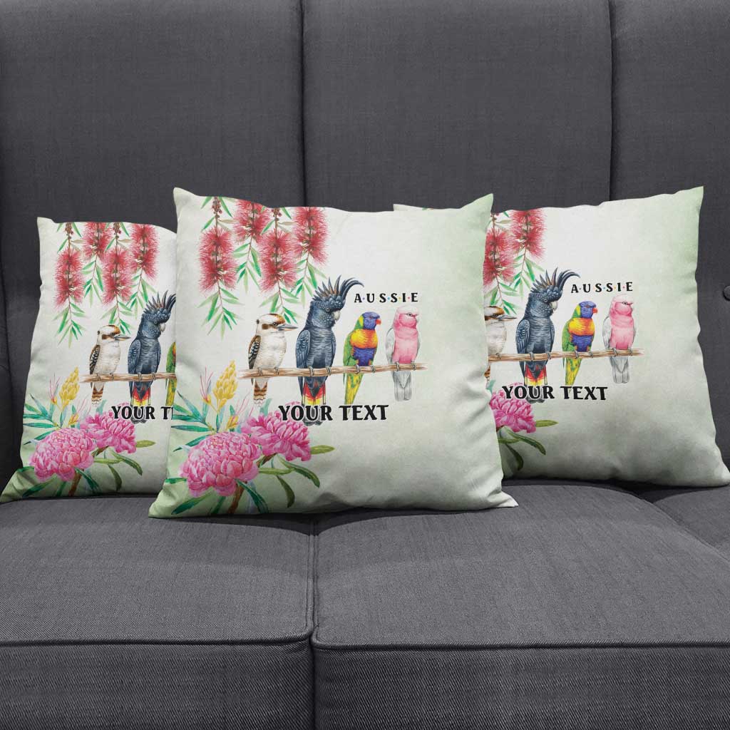 Australian Native Bird Pillow Cover Kookaburra Cockatoo Rainbow Lorikeet Galah Flowers - Aussie Hoodie