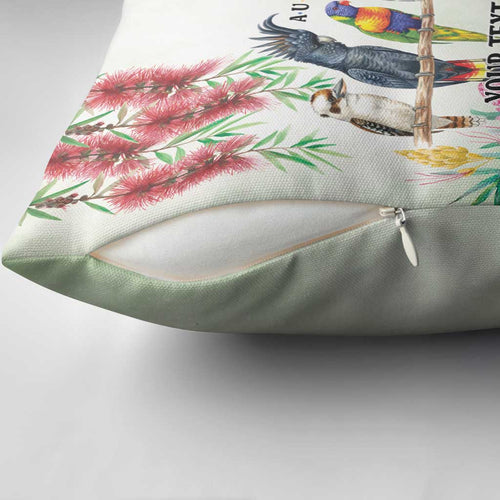 Australian Native Bird Pillow Cover Kookaburra Cockatoo Rainbow Lorikeet Galah Flowers - Aussie Hoodie