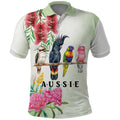 Australian Native Bird Polo Shirt Kookaburra Cockatoo Rainbow Lorikeet Galah Flowers - Aussie Hoodie