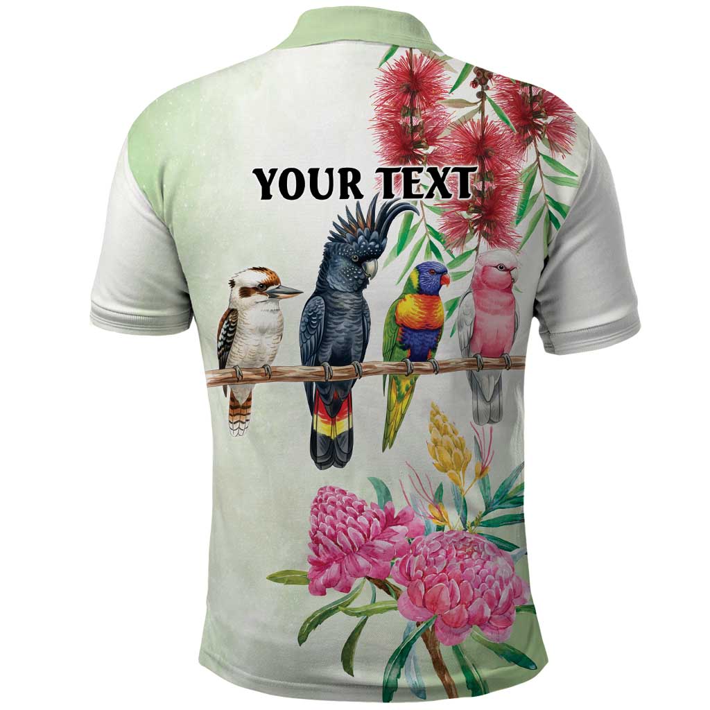 Australian Native Bird Polo Shirt Kookaburra Cockatoo Rainbow Lorikeet Galah Flowers - Aussie Hoodie