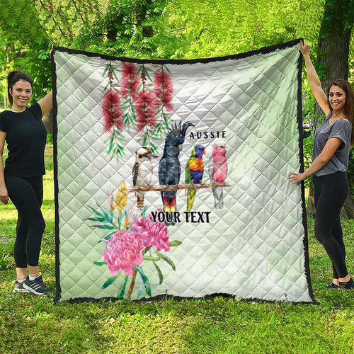 Australian Native Bird Quilt Kookaburra Cockatoo Rainbow Lorikeet Galah Flowers - Aussie Hoodie