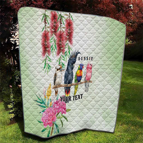Australian Native Bird Quilt Kookaburra Cockatoo Rainbow Lorikeet Galah Flowers - Aussie Hoodie