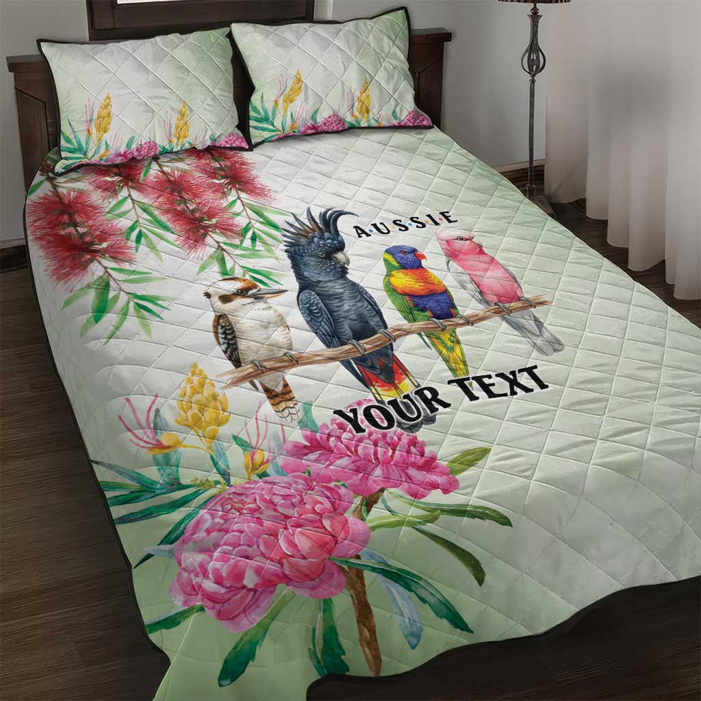 Australian Native Bird Quilt Bed Set Kookaburra Cockatoo Rainbow Lorikeet Galah Flowers - Aussie Hoodie