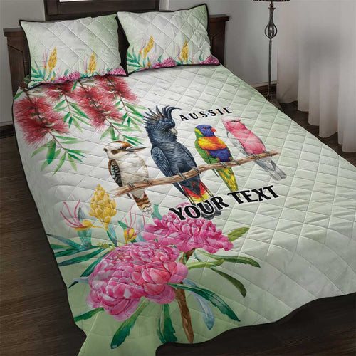 Australian Native Bird Quilt Bed Set Kookaburra Cockatoo Rainbow Lorikeet Galah Flowers - Aussie Hoodie
