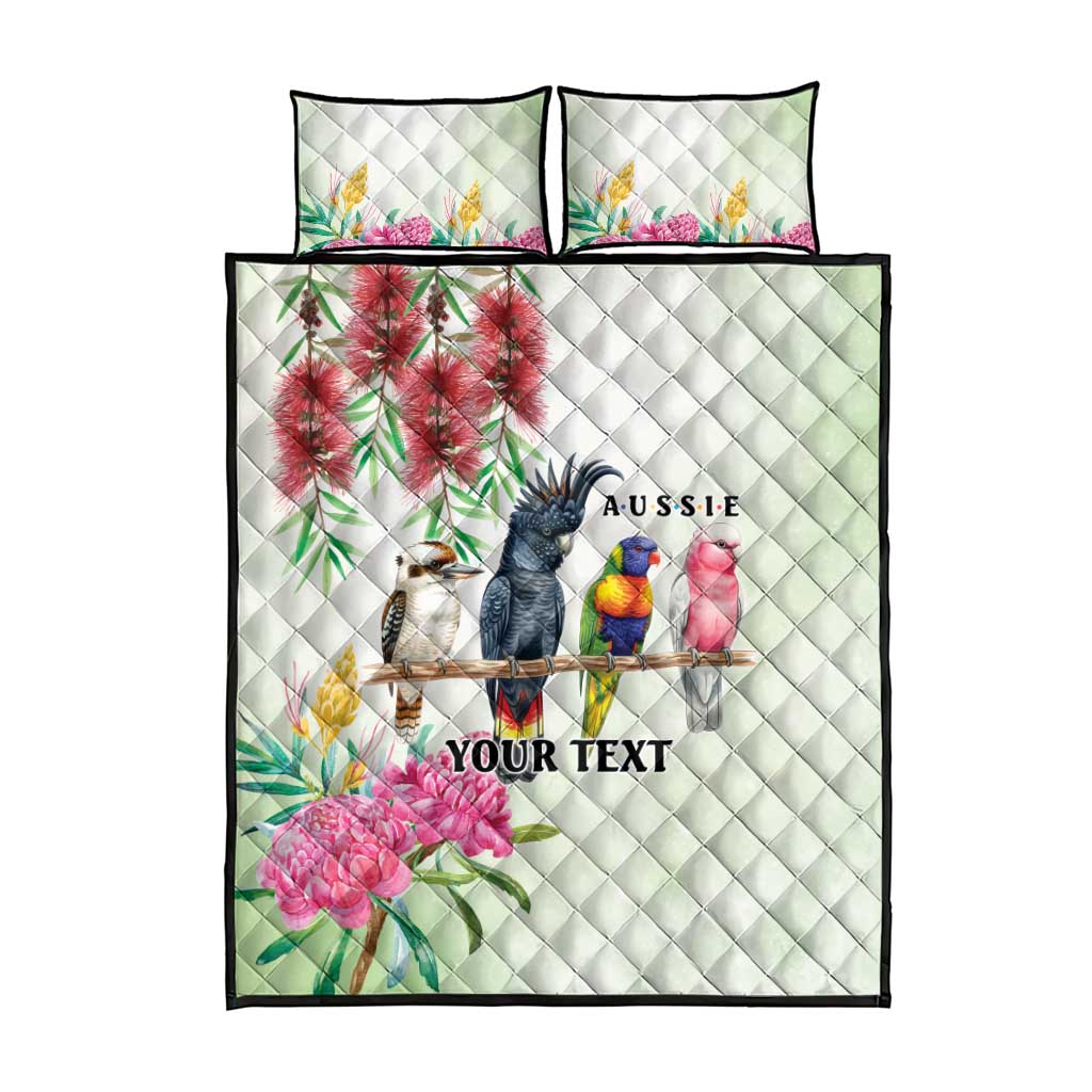 Australian Native Bird Quilt Bed Set Kookaburra Cockatoo Rainbow Lorikeet Galah Flowers - Aussie Hoodie